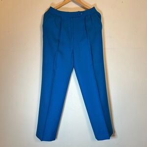 Carlisle Sport Wool Trousers Women 8 Cerulean Pleated Straight Leg Vintage